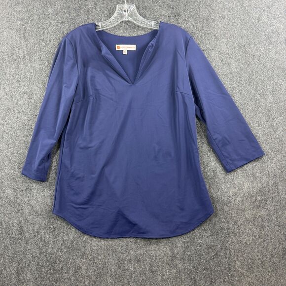 Jude Connally Blouse Women's Medium Navy Blue V Neck ¾ Sleeve - Picture 1 of 7